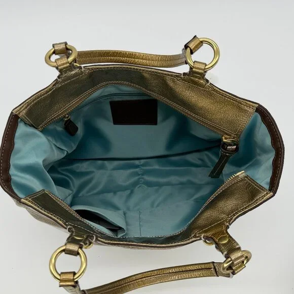 Authentic Coach Gold Shoulder Handbag - Picture 5 of 7